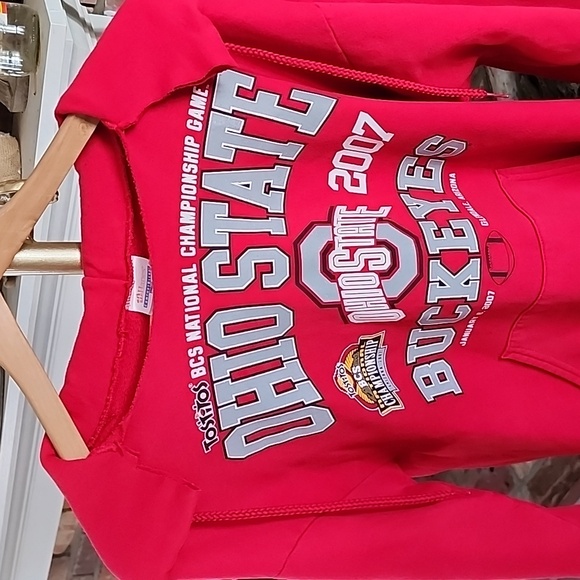 Y2k 2007 Hanes The Ohio State Buckeyes Tostito Bowl Championship Hoodie Red Sz M - Picture 13 of 13